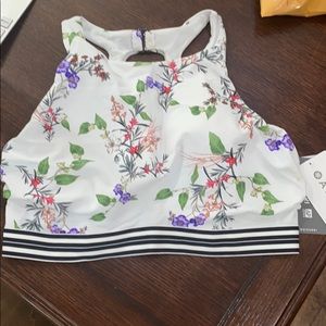 NWT Gold Coastal Floral High Neck Bikini Top